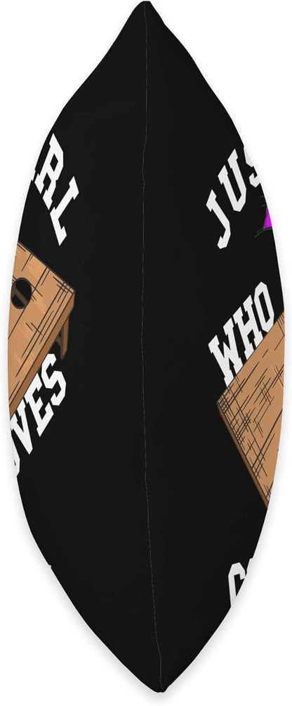 Just A Girl Who Loves Cornhole Bean Bag Toss Game Player Throw Pillow, 18x18, Multicolor