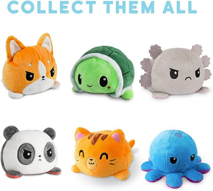 TeeTurtle Reversible Octopus Plushie 4-Inch Coffee + Cream Two-Sided Flip Plush Toy with Embroidered Details - Cute Mini Collectible Plush for Kids, Teens, and Adults