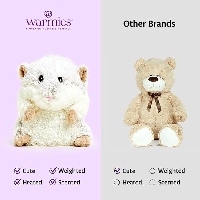 warmies Microwavable & Weighted Stuffed Animals, Hamster - Heated Stuffed Animal Plushie for Warmth & Comfort - Cute Soft Plush Toys for Adults & Children (Boys, Girls, Babies & Toddlers)