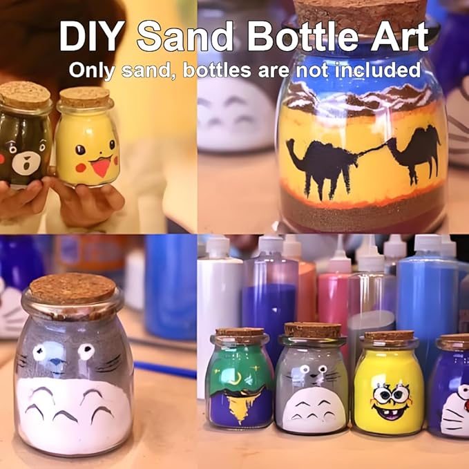 0.85LB Art Sand Assortment Vase Fillers Sand Art for Bottles, Decorating Adhesive Sand Art Pictures,Sand Arts Crafts Kit,DIY Painting,Scenic Black Sand Party Decoration