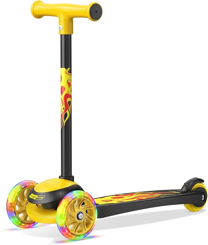 3 Wheel Scooter for Kids, Smooth Light Up LED Front Wheels, Wide Anti Slip Deck, Rear Foot Brake, Easy Lean to Steer Maneuvering, Indoor & Outdoor Ride On Toys for Ages 2 Up,