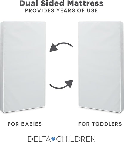 Delta Children Twinkle Stars Limited Premium Recycled Fiber Core Crib and Toddler Mattress - Waterproof Cover - GREENGUARD Gold Certified - Trusted 7 Year Warranty - Made in USA