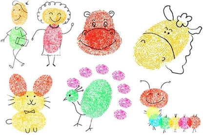 Funny Finger Painting Kit and Book, 12 Color Washable Finger Drawing with Finger Paint Pad, Easy Clean and Non Paint Toys for Baby, Baby Finger Painting Kit Toys