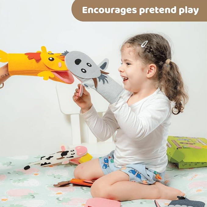 jackinthebox Hand Puppet Making Kit -6 Farm Animals Felt Puppet Craft Kit for Kids,Creative DIY Arts & Crafts Kit Make Your Own Puppets for Storytelling Role Play, Great Craft Gifts for Kids Ages 4-8