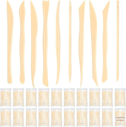 Ferrochef 20 Set 200 Pcs Clay Sculpting Tools Different Shapes Pottery Tools Plastic Clay Carving Cutters Pottery Trimming Supplies for DIY Ceramics Plastilina Molding Embossing (Classic Style)
