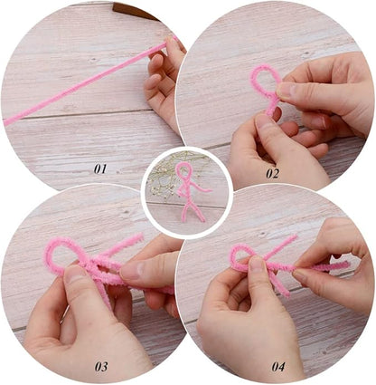 60 Pieces Pink Pipe Cleaners, Christmas Craft Pipe Cleaners,Pipe Cleaners Chenille Stem,Pipe Cleaners Bulk,Art Pipe Cleaners for Creative Home Decoration Supplies Arts and Crafts Project