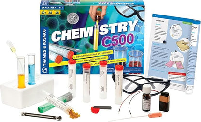 Thames & Kosmos Chemistry Chem C500 Science Kit with 28 Guided Experiments 48 Page Science Guide Parents’ Choice Silver Award Winner, 13.1" L x 2.6" W x 8.9" H