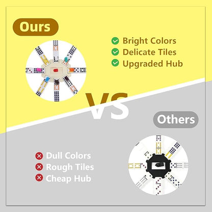 Mexican Train Dominoes Game Set, Double 12 Colored Dot Dominoes with Update Hub, Travel Domino Train Game with 91 Tiles and Portable Carry Case, Family Board Team Games for Kids and Adults