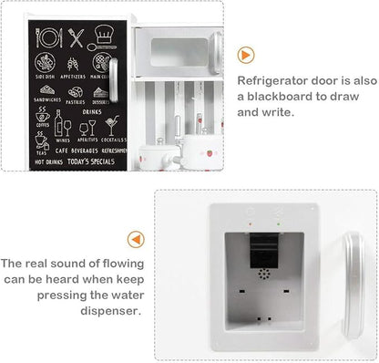 Fireflowery Kids Kitchen Playset, Toddler Kitchen w/Simulated Sound, Accessory Utensils, Blackboard, Sink, Stovetop, Cabinets, Pretend Play Kitchen, Gift for Ages 3+ (Modern)