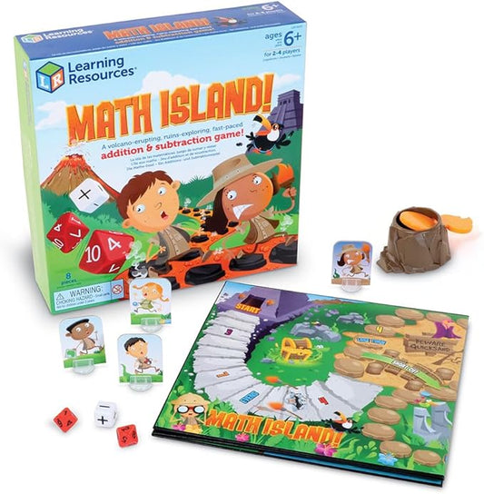 Learning Resources Math Island Addition & Subtraction Game, Educational Games, Elementary Math, Teaching Toys, Children’s Math Games, Educational Indoor Games, 8 Pieces, Age 6+