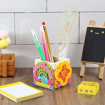 SIENON Dots Rainbow Pencil Holder, DIY Creative Craft Decorations Kit, Bricks Pen Holder, Building Blocks Pencil Jewelry Organizer Box, Fun Craft Kit Dots Construction Toys for Birthday Christmas Gift
