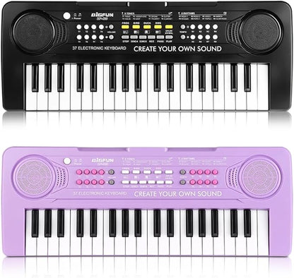 Keyboard Piano for Kids, BIGFUN 37 Keys Toddler Piano Multifunction Music Educational Instrument Toy, Electronic Kids Keyboard Set for 3-7 Year Old Girls and Boys (2PCS, Purple + Black)