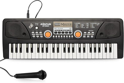 Raimy Piano Keyboard for Kids 49 Keys Portable Keyboard Piano Early Learning Educational Electronic Musical Instrument Toys Gifts for 3 4 5 6 7 8 9 Year Old Boys and Girls (Black)