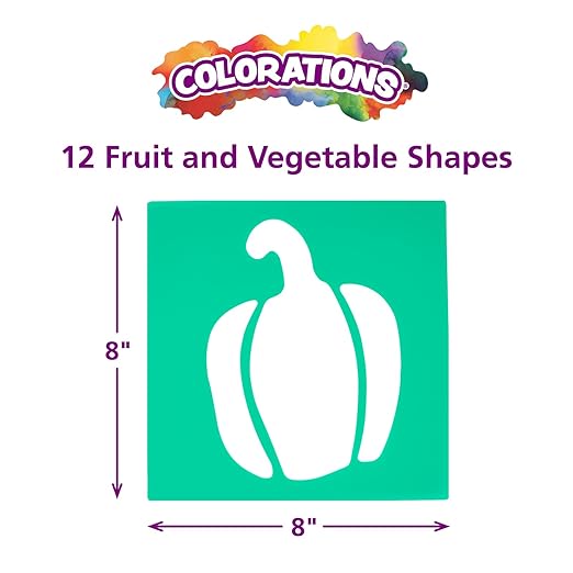 Colorations Fruit & Vegetable Shapes Stencils for Kids, 8 inches, Jumbo, Sturdy, Quality, Washable, Paint, Draw, Spray, Classroom, Arts & Crafts, Teacher, Educational