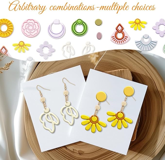 ORIGACH 19 Pcs Geometric Irregular Shape Polymer Clay Cutters Set Boho Earring Clay Cutter DIY Craft Supplies for Earring and Jewelry Making