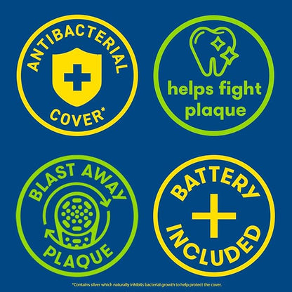 Firefly Clean N' Protect, Baby Shark Toothbrush with 3D Character Cover, Soft Bristles, Anti-Slip Grip Handle, Battery Included, Ages 3+, 1 Count