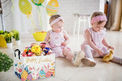 Rectangular Easter Baskets, Kids Easter Storage Bins Organizer.Cute Storage Basket with Handles.Boys and Girls,Easter Bunny Eggs Decor,Toys,Books,Easter Gifts (Easter Eggs)