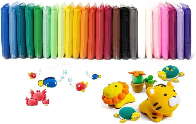 24 Colors Air Dry Clay Magical Kids Ultra Light Artist Studio Plasticine Toy Safe and Non-Toxic Modeling Clay