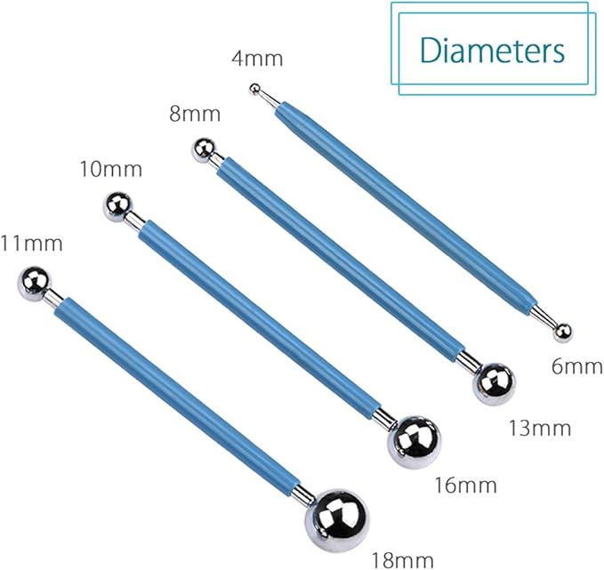 Meuxan 10 Piece Dotting Tools Ball Styluses for Rock Painting, Pottery Clay Modeling Embossing Art