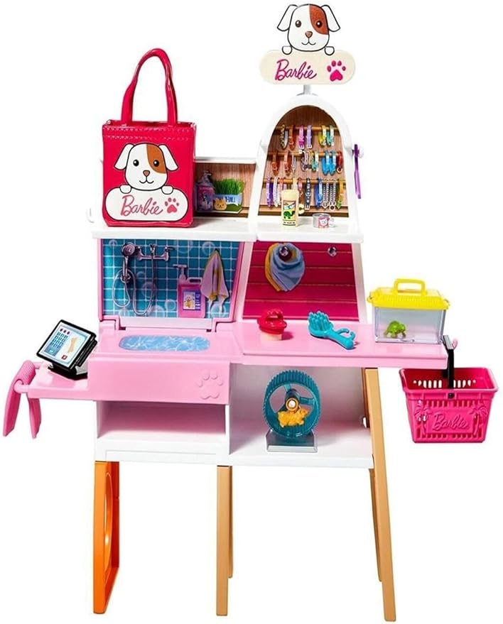 Barbie Doll & Playset, Pet Boutique with 4 Pets, Color-Change Grooming Feature & 20+ Themed Accessories