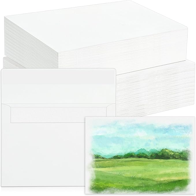 120 Sets Watercolor Paper with Envelopes, 140 lb/300 GSM NOT FOLDABLE Watercolor Paper Cards Blank Watercolor Postcards for Christmas Greeting Cards, Wedding Invitations, Thank You Cards