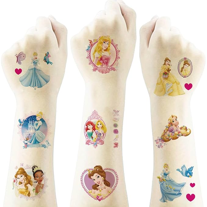 40 Sheets Disney Princess Temporary Tattoos for Kids,Birthday Party Favors, Cartoon Princess Decoration Sticker Gifts for Girl Boys Home Activity Class Prizes Carnival Christmas Rewards