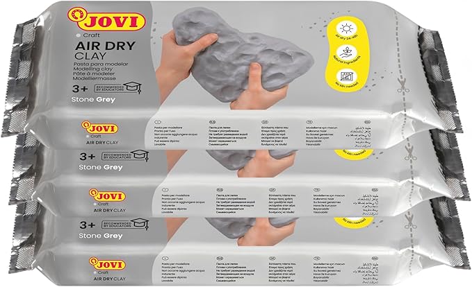 Jovi - Air Dry Modeling Clay, Set of 3 Units, 1.1lb Each, Total of 3.3lb, No Oven Needed, Gray Color, Pottery Clay Perfect for Arts and Crafts Projects (P85G/3)
