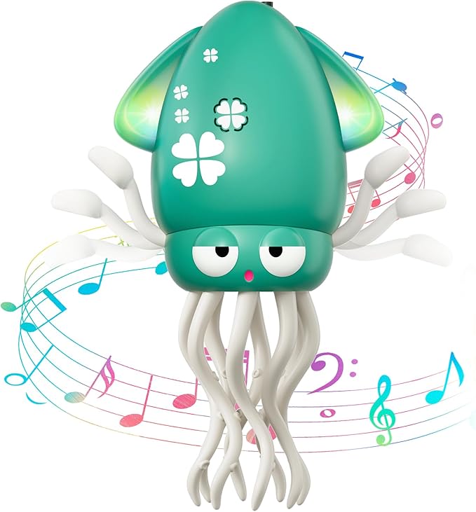 Dancing Squid Baby Toy, Infant Tummy Time Toys for 3-6 Months, Interactive Crawling Octopus with Music & Lights for 6-12, 12-18 Learning Walking Toy for Toddlers 1 Year Old Boys Girls Birthday Gifts