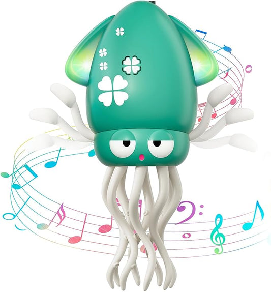 Dancing Squid Baby Toy, Infant Tummy Time Toys for 3-6 Months, Interactive Crawling Octopus with Music & Lights for 6-12, 12-18 Learning Walking Toy for Toddlers 1 Year Old Boys Girls Birthday Gifts
