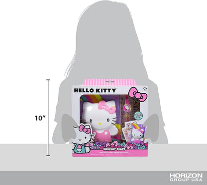Hello Kitty Slow Rise Squishy Diary Kit for Kids DIY Kawaii Fidget Journal Soft Squeeze Sensory Cover Stickers and Pen Included Creative Writing Craft Toy Gift for Girls Ages 4 +