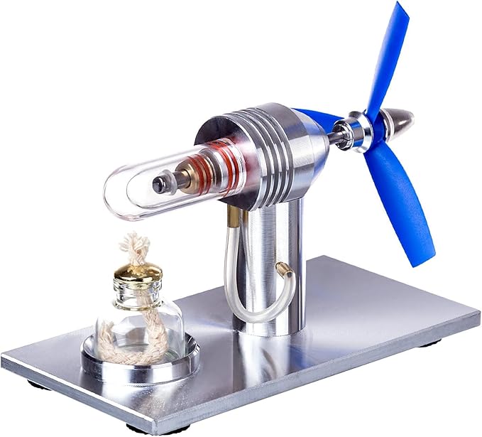 3-Blade Stirling Engine Model for Airplane, Aircraft Propeller Blades Sterling Engine Science Physical Experiment Educational Engine for Adult