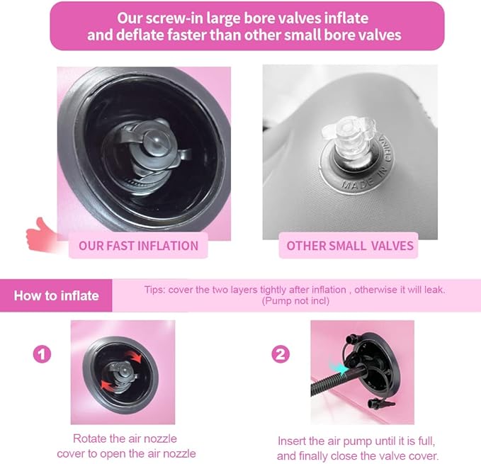 Nevife Inflatable Lounge Chair with Ottoman & Cup Holder, Portable Blow Up Sofa, Air Chaise Lounge,Lazy Couch for Camping,Gaming,Lunch Break,Garden,Party,Enjoy Sunbathing (Pump Not Incl.)-Pink