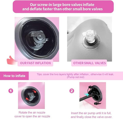 Nevife Inflatable Lounge Chair with Ottoman & Cup Holder, Portable Blow Up Sofa, Air Chaise Lounge,Lazy Couch for Camping,Gaming,Lunch Break,Garden,Party,Enjoy Sunbathing (Pump Not Incl.)-Pink