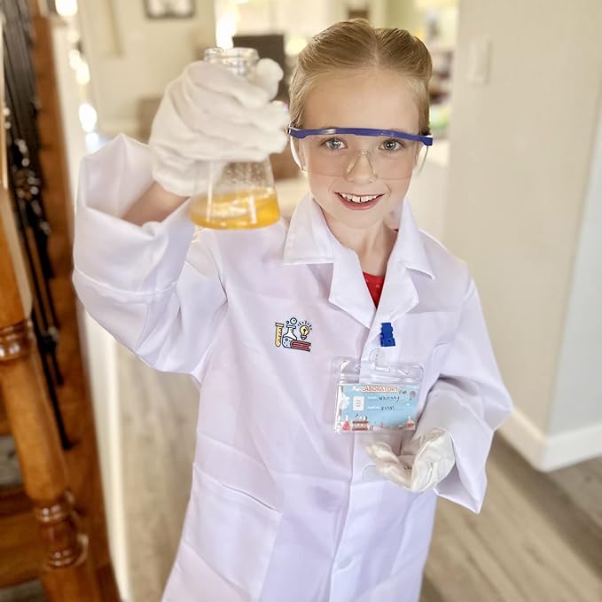 INNOCHEER Kids Science Experiment Kit with Lab Coat Scientist Costume Dress Up and Role Play Toys Gift for Boys Girls Kids Age 6+ Christmas Birthday Party