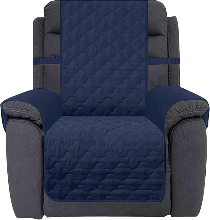 CHHKON Waterproof Nonslip Recliner Cover Stay in Place Dog Couch Chair Cover Furniture Protector Ideal Sofa Slipcovers for Pets and Kids (Navy, 30'')