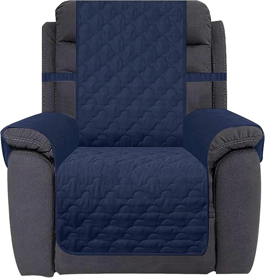 CHHKON Waterproof Nonslip Recliner Cover Stay in Place Dog Couch Chair Cover Furniture Protector Ideal Sofa Slipcovers for Pets and Kids (Navy, 30'')