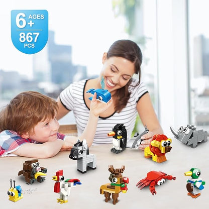 HOGOKIDS 30 Packs Party Favors for Kids - 867PCS Animals Building Blocks Sets for Classroom Prizes Goodie Bag Fillers Stocking Stuffers Birthday Valentines Easter Gifts for Kids Boys Girls 6+