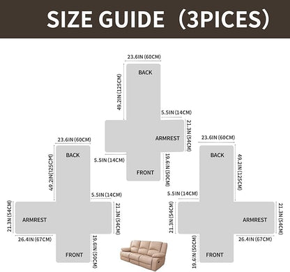 Easehomey Waterproof Recliner Sofa Cover,Non-Slip Reclining Sofa Covers for 3 Seat,Washable Reclining Sofa Cover Furniture Protector with Elastic Straps Pocket for Kids, Pets(Coffee,3Seat)
