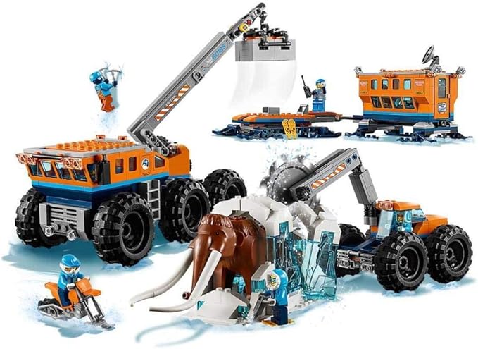 City Arctic Mobile Exploration Base Toy, Crane Vehicle Platform & Trailer, Construction Toys for Kids