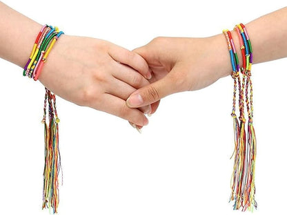 Allazone Handmade Braided Bracelets Assorted Colors Friendship Cords Thread Bracelets, Colorful String Thread Bracelets Friendship Cords Strand Bracelet for Party Favors Supplies