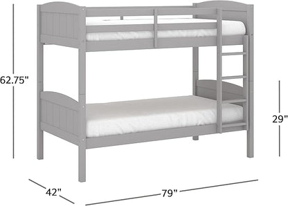 Hillsdale, Alexis Contemporary Wood Arch Twin Over Twin Size Bunk Bed, Gray