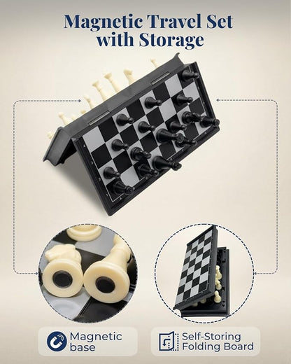 Travel Chess Set Magnetic Portable Folding Board - Small Mini Pocket Chess Set (X-Small / 5.9 Inch)