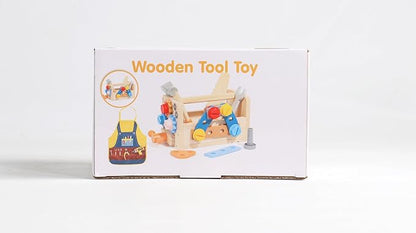 Wooden Kids Tool Set, Toddler Tool Bench with Apron 2 Year Old Toys Gift STEM Montessori Toys for 2 3 4 Year Olds Pretend Play Toddler Tool Set Educational Construction Toy for Toddler(39PCS)