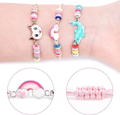 LovesTown 14 PCS Kids Bracelets for kids, Charm Bracelet Friendship Braided with Animal Woven, Birthday Holiday Gifts for Little Girls Dress Up Toddler Play Jewelry, Easter Basket Stuffers Eggs Toys