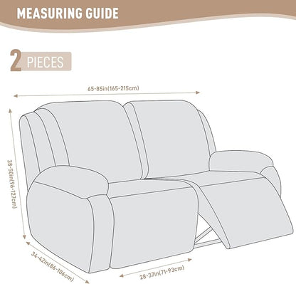 KinCam Recliner Covers, Stretch Reclining Chair Covers, Recliner Sofa Slipcovers Stripe Jacquard Recliner Couch Covers Furniture Protector Covers (2 XL Seater, Cream)