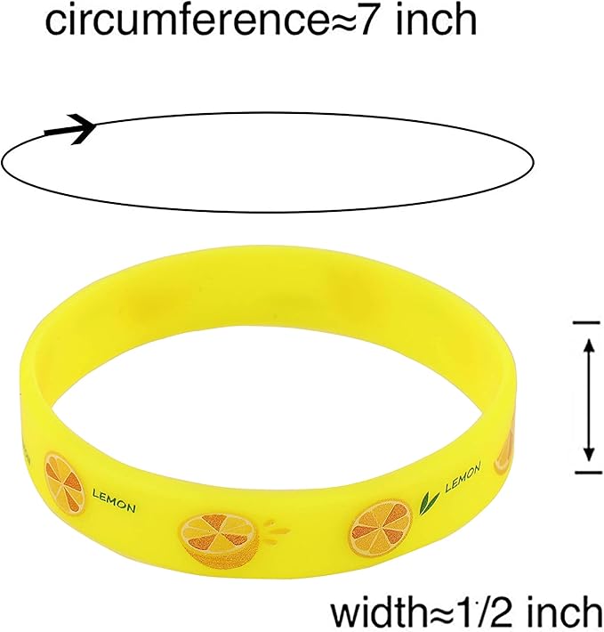 Cleverplay 24 Pack Lemon Wristbands Bracelets, Birthday Decoration Lemon Party Favors for Kids