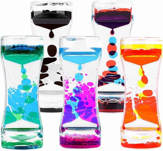 Oneshow Liquid Motion Bubbler Colorful Oil and Water Sensory Toys Bubbler Timer Stress Management Fidget Toy for Kids Calm Stress Relief Desk Toys for Office for Adults, 5 Pack