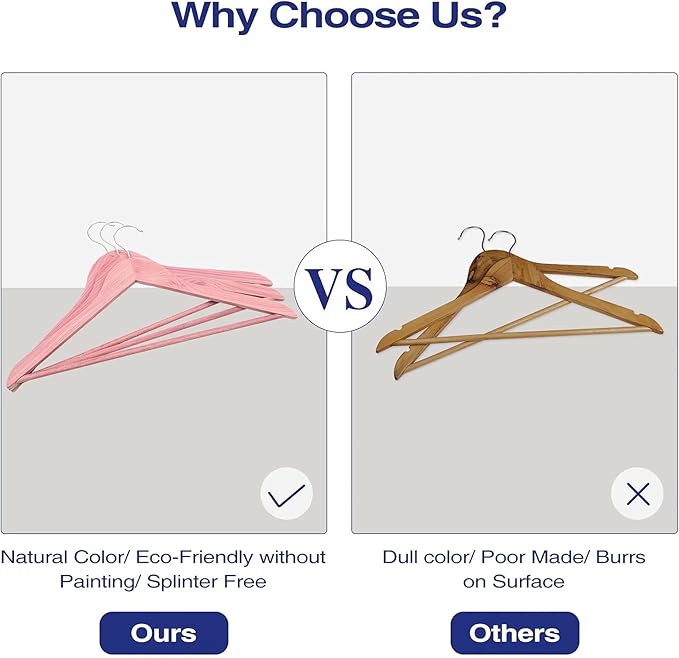 FairyHaus Natural Cedar Hangers 24Pack, Smooth Finish Wooden Coat Suit Hangers - Slim Sleek & Flat Cedar Wood Shirt Hangers with 360° Rotating Hook, Durable Cedar Clothes Hangers