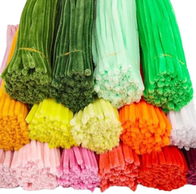 300 Pcs Thick Pipe Cleaners Craft Supplies 3 Assortment Pink Green Carnation Color Chenille Stems for Art and Craft Projects Creative DIY Christmas Mother's Day Decorations (Carnation color-300pcs)