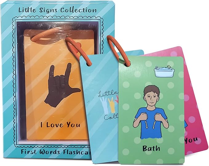 ASL First Word Flash Cards, American Sign Language Flashcards for Toddlers and Beginners, Sign Language Gifts for Kids, Talking Hand Pre-Learning Material for Communication